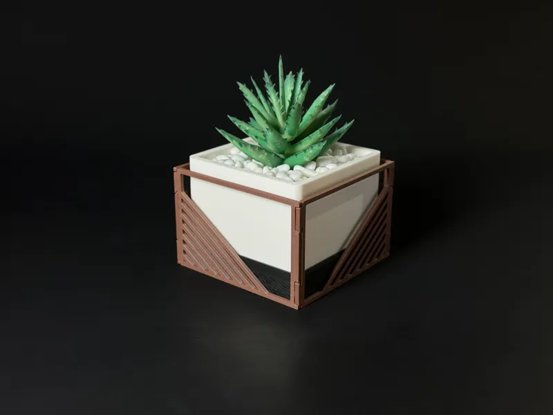 Modern Planter with Built-in Tray - Customizable