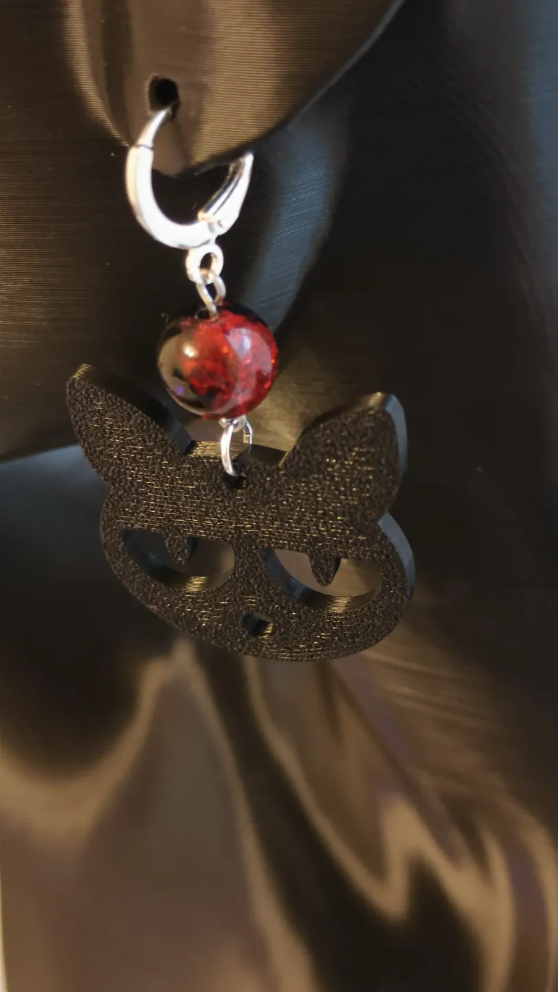 Bored cat earrings view 3