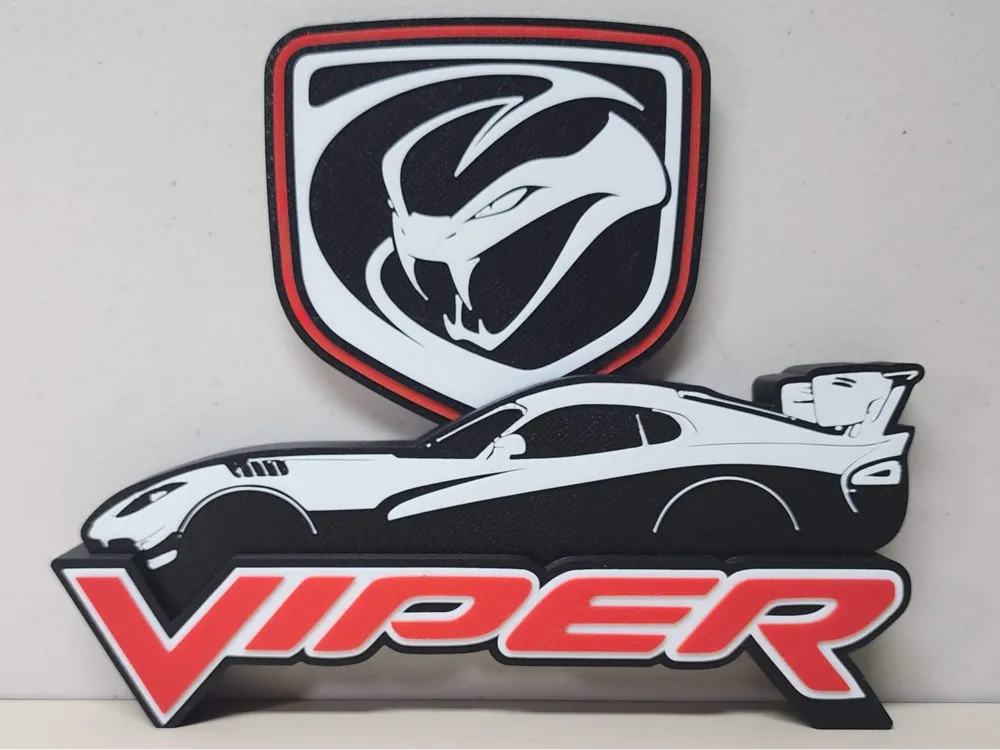Dodge Viper (Wall or Desk Display) by briankstan - MakerWorld
