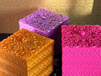 Stackable Iris Embossed Storage Box/Jewelry Box