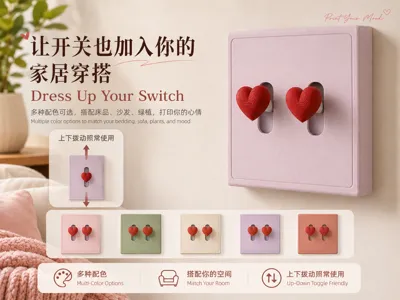 Multi-color Heart Switch Decorative Panel | Let Switches Become Part of Your Home Decor without AMS
