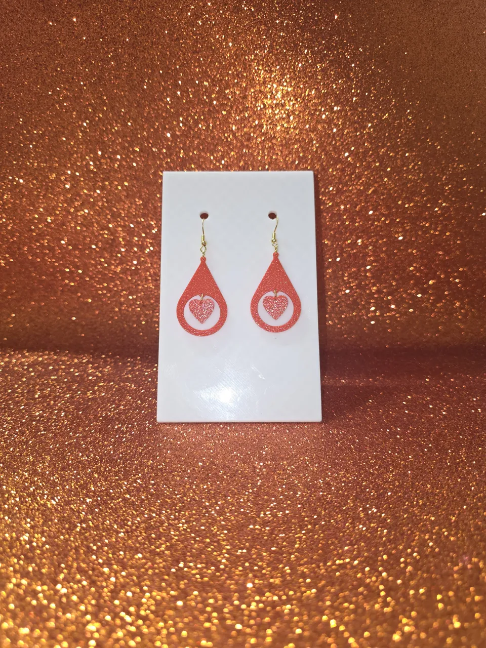 Heart in drop earrings view 2