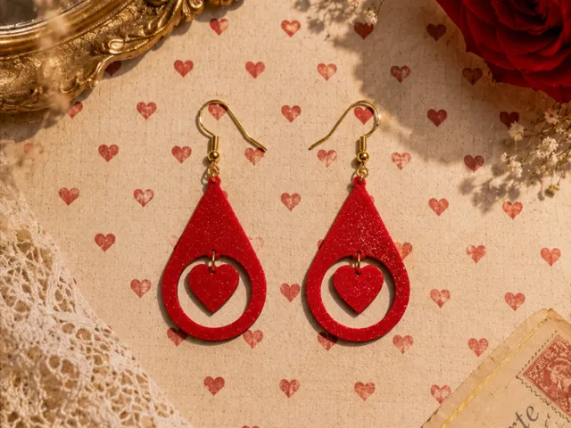 Heart in drop earrings