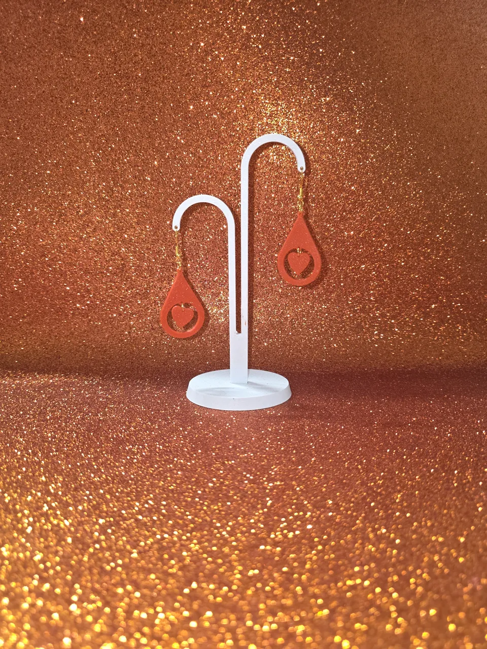 Heart in drop earrings view 3