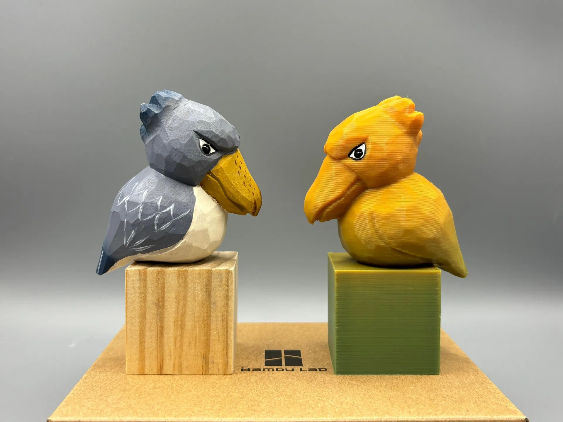 Miniatura 2 do modelo 3D 【肥啾版鲸头鹳】仿木雕小鸟礼物网红桌面摆件