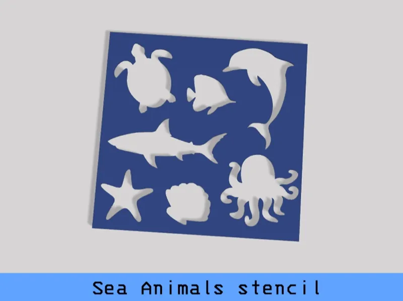 Sea animals stencil