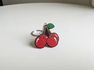Minimal Cherry Keychain – Easy Print