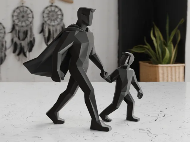 Minimalist father's day statue - Father & son