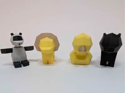 Low Poly Cute Animals (Colored and Single Color)