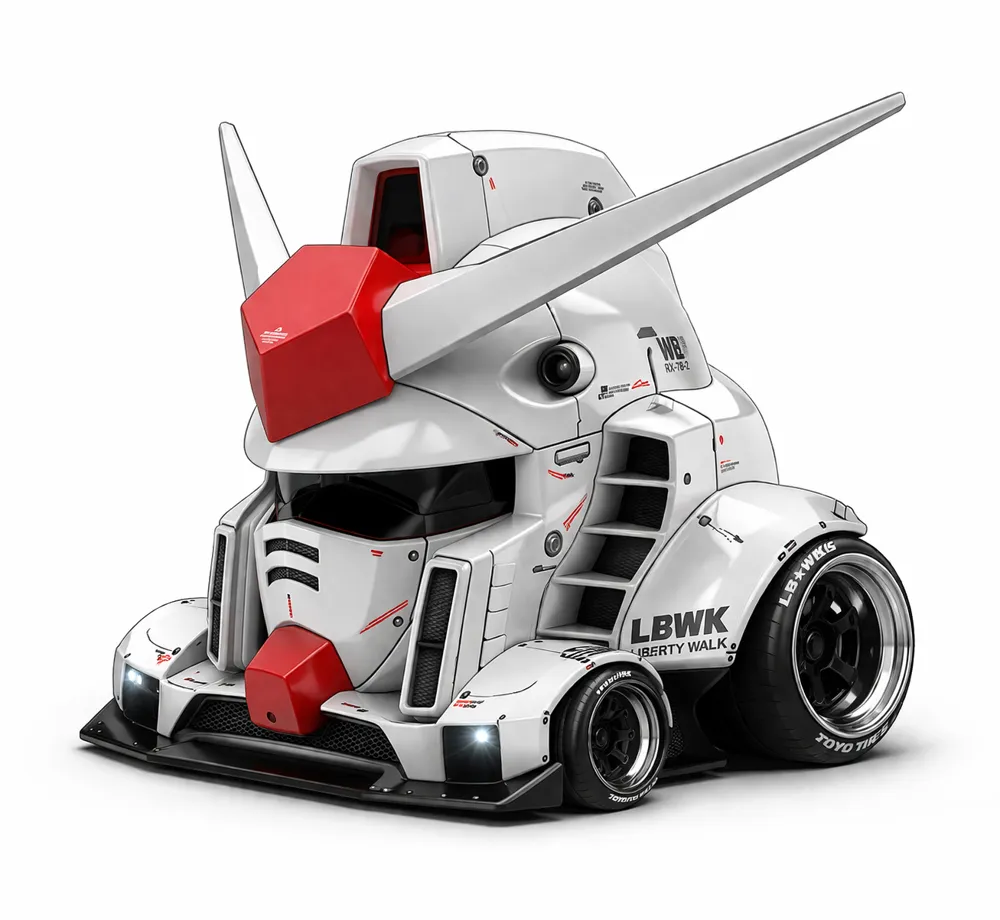 Chibi RX-78-2 Gundam x (LBWK) Custom Car - Free 3D Print Model - MakerWorld