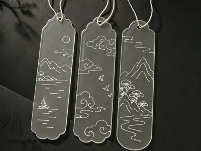 Chinese Style Transparent Bookmarks - Cloud Dwelling, Mountain Journey, Water Crossing