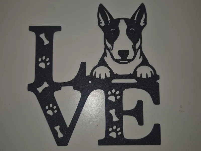 Englischer Bullterrier Wanddeko LOVE Terrier Hund