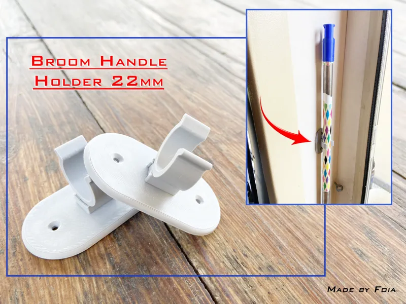 Broom Handle Holder Ø22mm – No Supports Needed