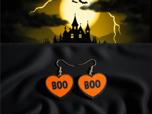 Boo heart earrings