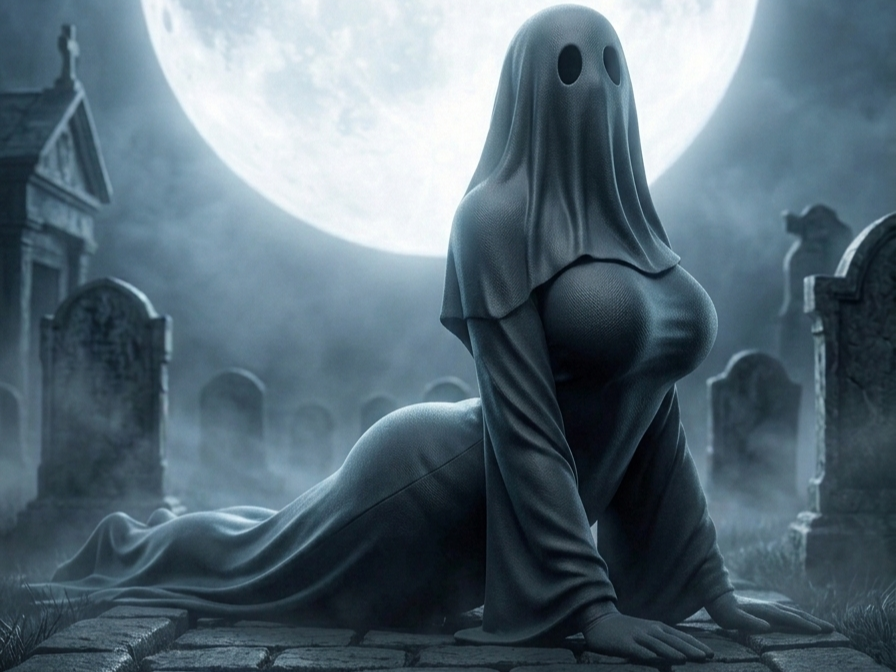 Veiled Female Ghost Yoga Figure