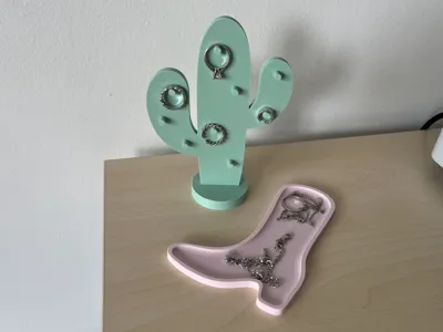Minimal Jewelry Organizers, cowboy boot and cactus