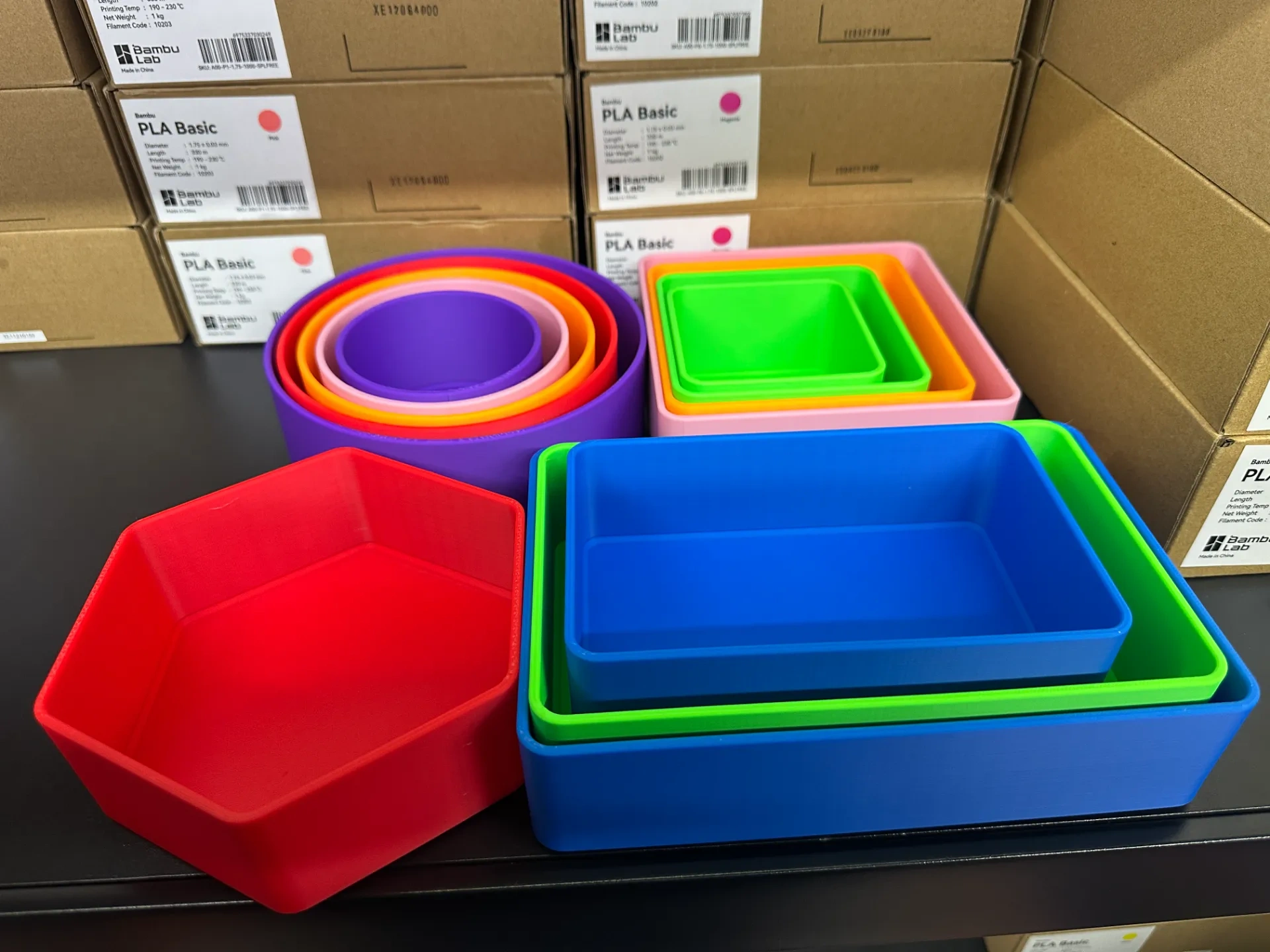 Stackable square, rectangular, circular, and hexagonal box parts by Miao Jiabo MakerWorld ...