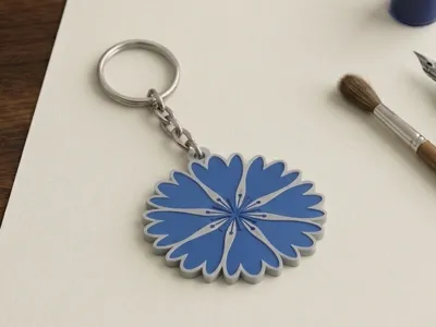 Elegant Cornflower Keychain