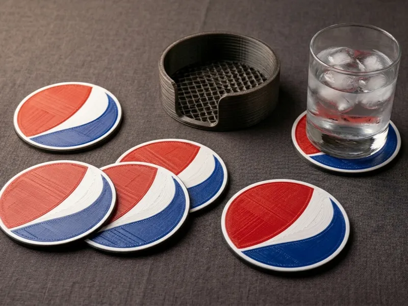 Pepsi Logo Coasters - Set with Holder