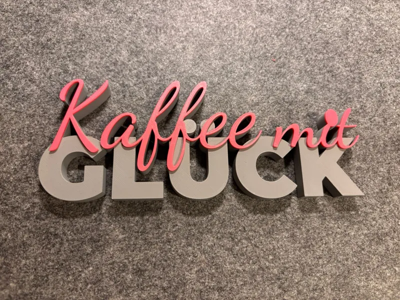 Kaffee mit Glück Schriftzug Deko 