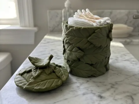 Caja o estuche: Leaf Canister - Nature Bathroom Jar & Vanity Box — referencia de MakerWorld