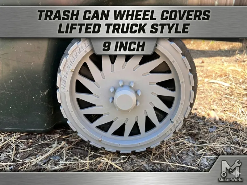 Trash can wheel covers Lifted truck sawblade style
