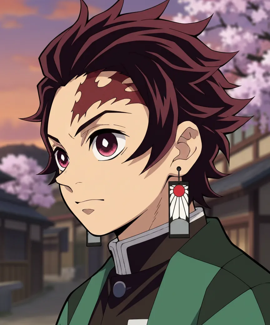 Orecchini Tanjiro Demon Slayer view 2