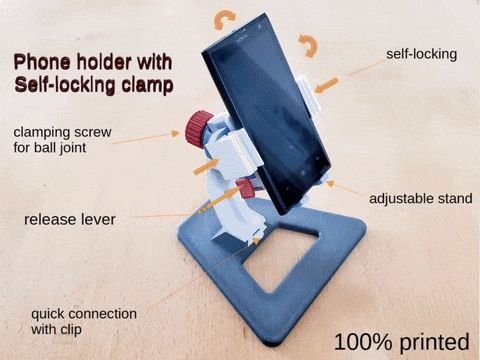 Telefonhalter mit selbstsichernder Klemme V2.0