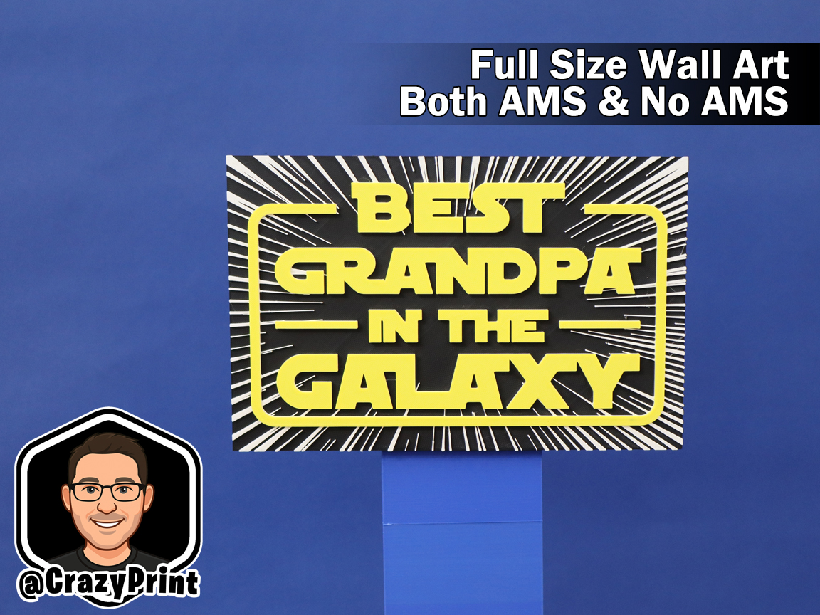 Best Grandpa in Galaxy - Fun Wall Art/Sign -No AMS