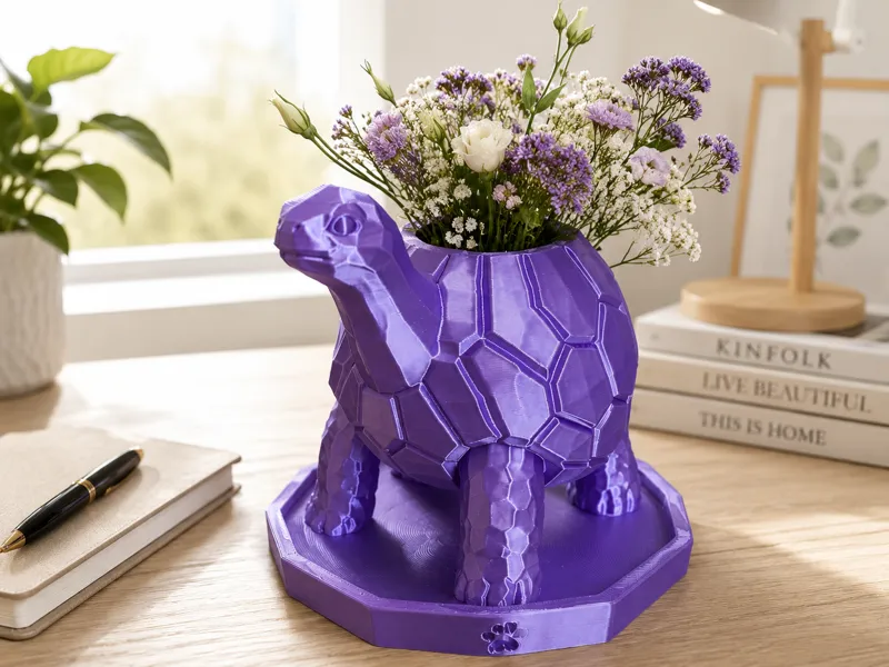 Stylish low-poly tortoise planter