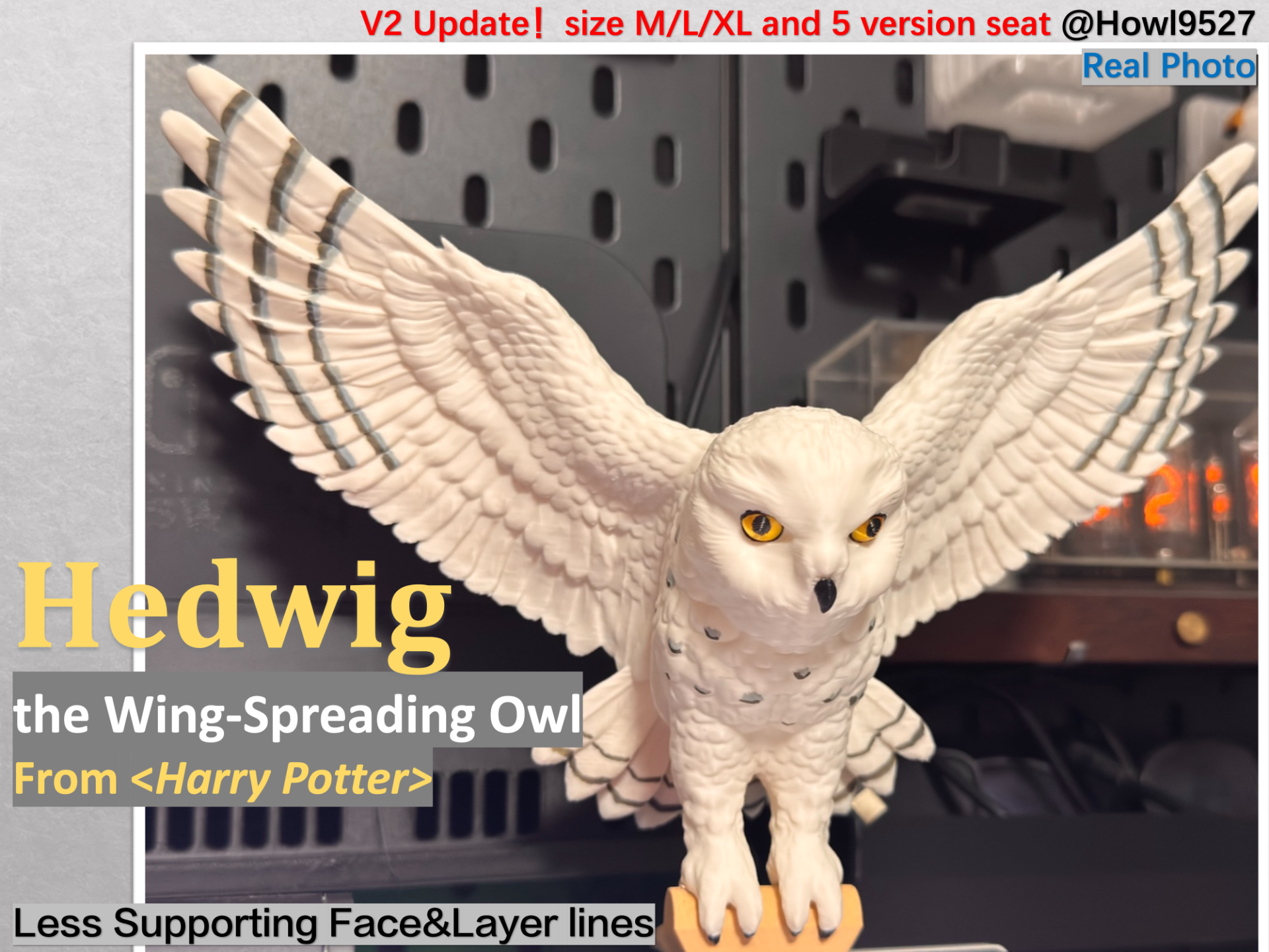 Winged Snowy Owl (Hedwig)】Inspired by Harry Potter (with base