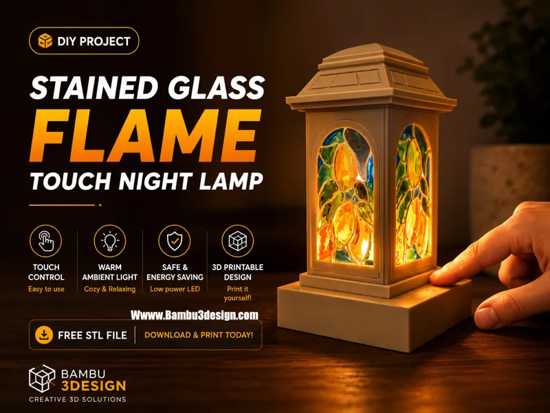 Stained Glass Flame Touch Night Lamp