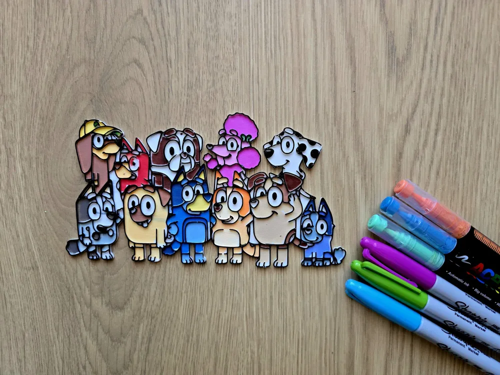 Bluey And Friends DIY Coloring Set Craft Creative - Free 3D Print Model ...
