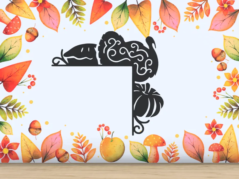 Turkey and Pie Door Corner - Thanksgiving Decor