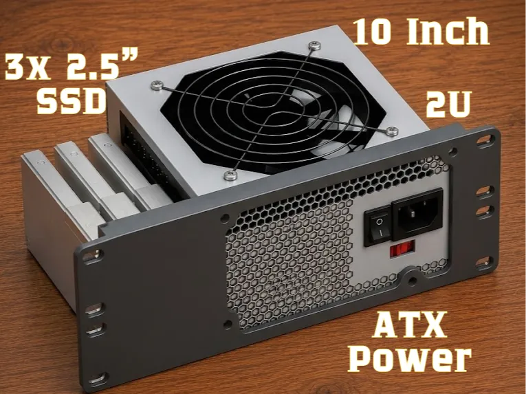 10" Rack 2U ATX PSU & 3x SSD Panel