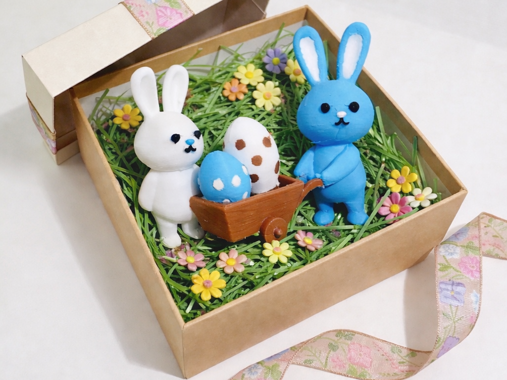 Cute Easter Bunny Egg Cart Spring Decor 3MF