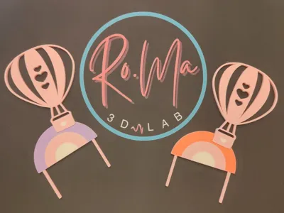 Cake Topper Rainbow Hot Air Balloon