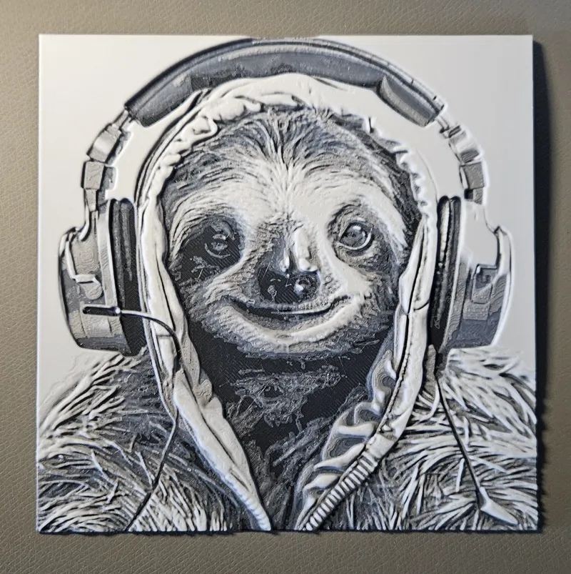 Sloth with headphones