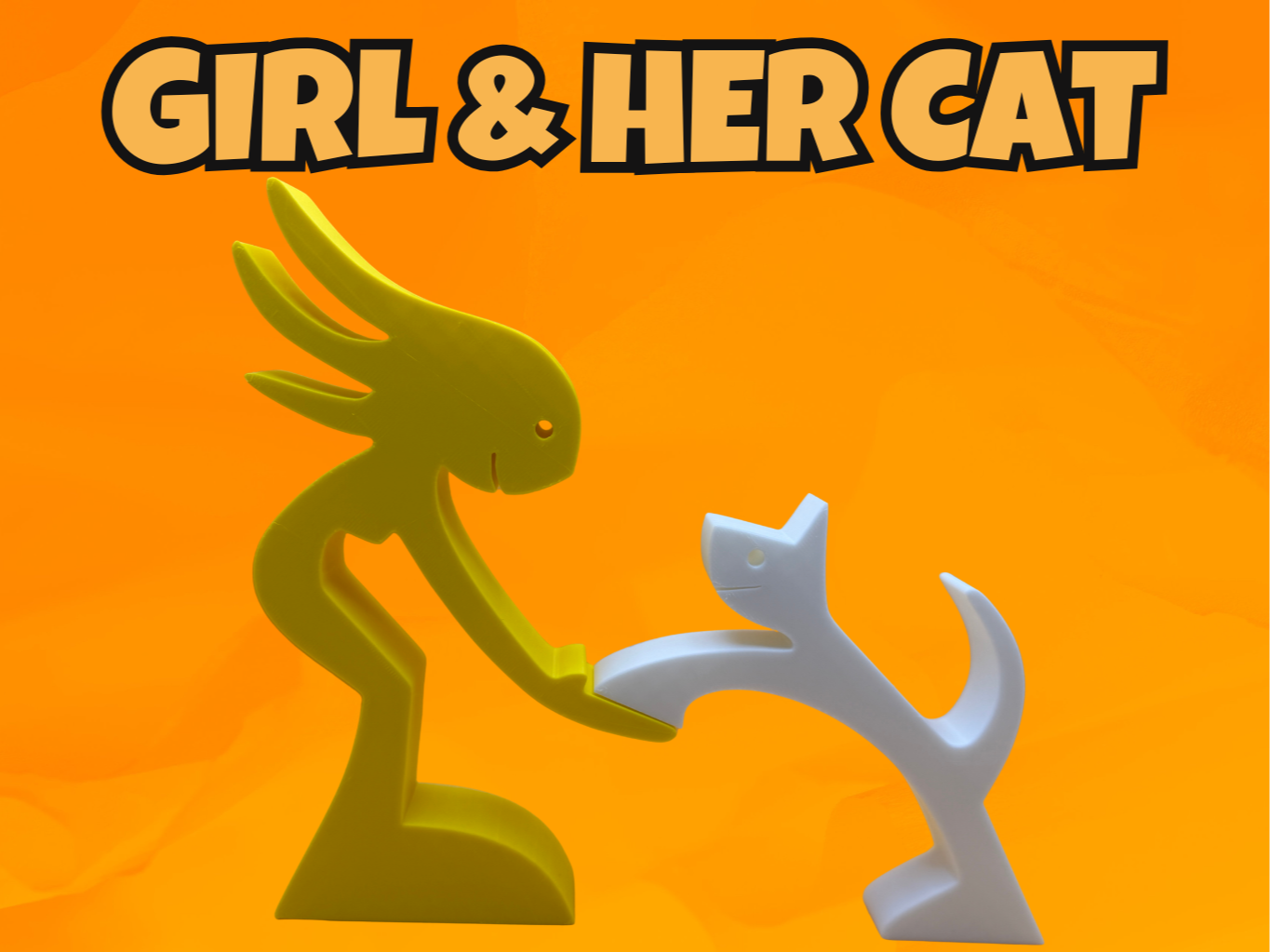 Girl & Cat Silhouette – 2 Piece Display