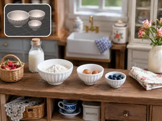 Dollhouse miniature model: tableware bowl #4