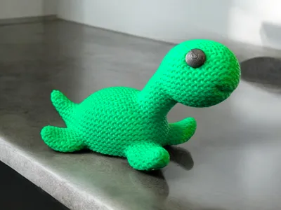 Crochet textured baby Loch Ness monster keychain