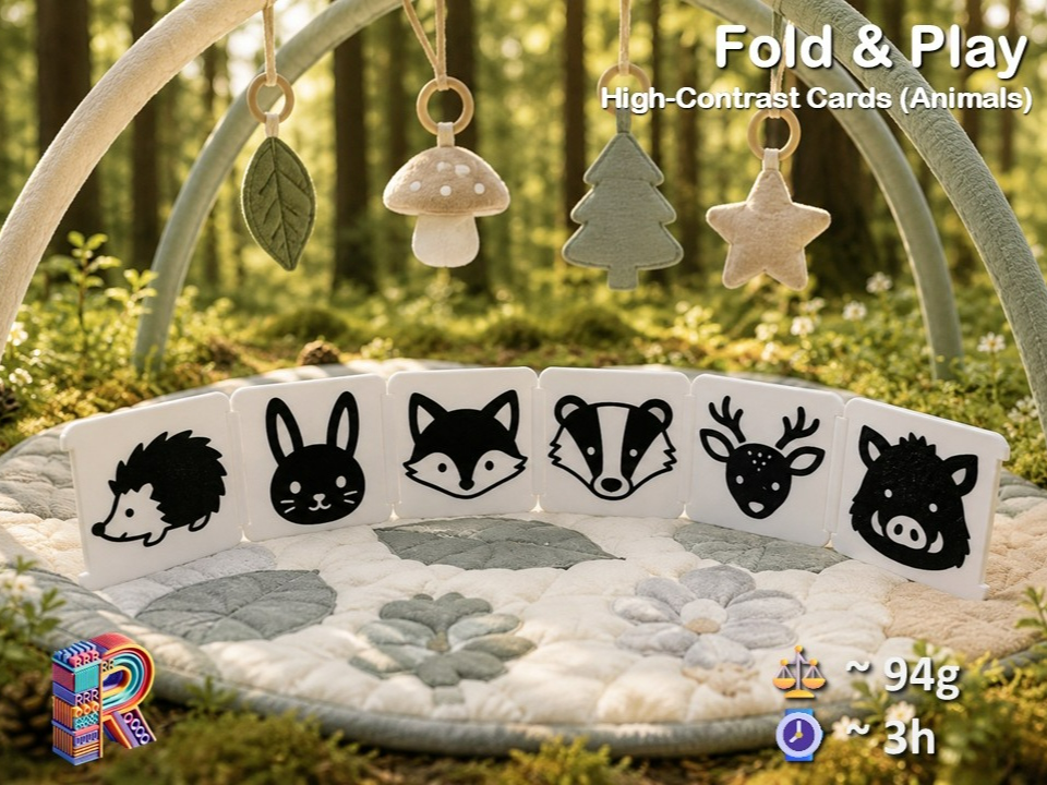 Foldable High-Contrast Forest Animal Cards