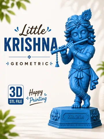 Letrero o emblema decorativo: Little Krishna Geometric – Flute Player — vista de referencia 2