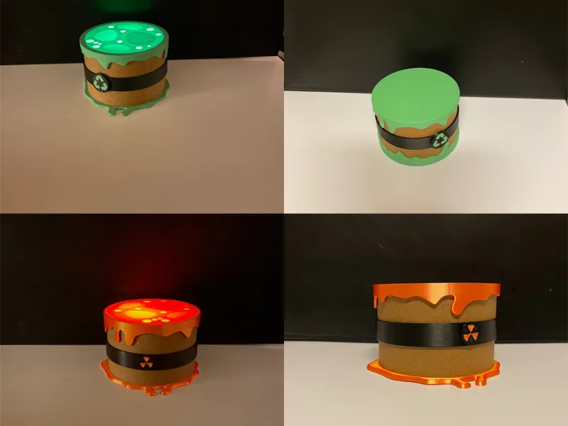 Glowing toxic,recycling cardboard spool container