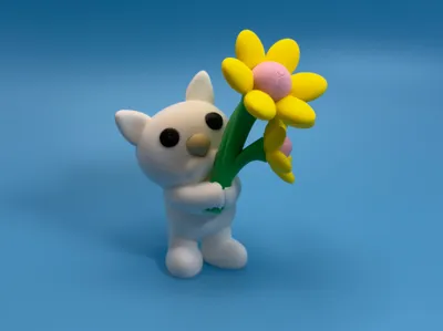 mini kitten with flowers