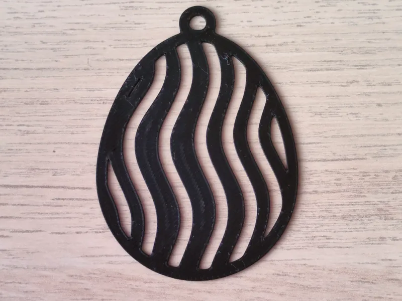 Easter Ornament - Abstract Wavy Egg Pendant