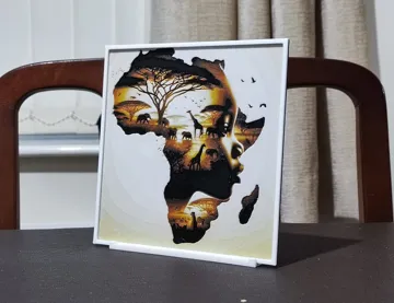 Cuadro decorativo en 3D: Double Exposure Out Of Africa - 4 Color HueForge — vista de referencia 3