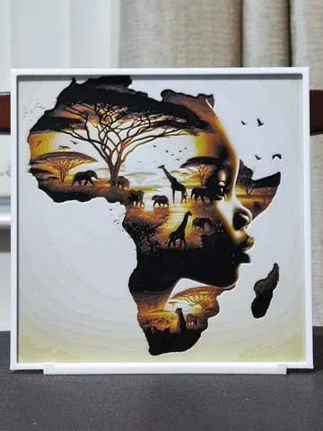 Cuadro decorativo en 3D: Double Exposure Out Of Africa - 4 Color HueForge — vista de referencia 2