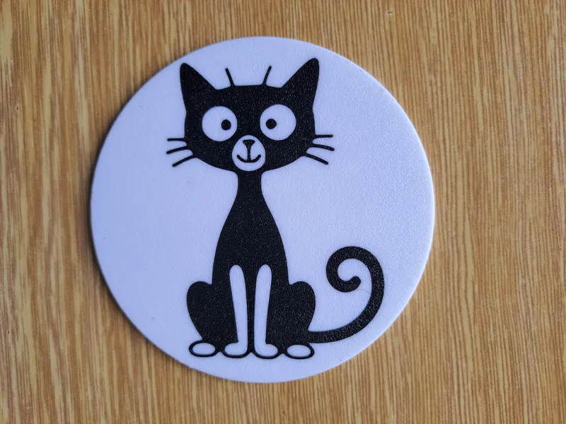 Cat Pose Coaster #2 – Elegant Curly Tail Cat