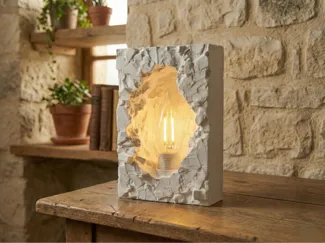 The Cavern Monolith: Textured Stone Lamp Brutalist